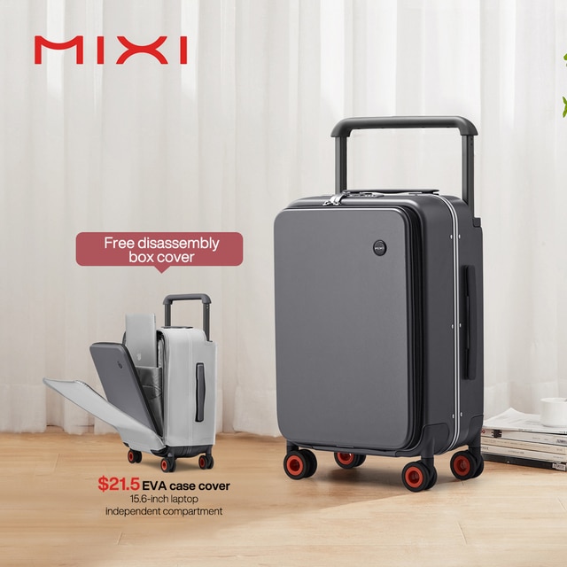 Mixi 2022 New Design Wide Handle Suitcase Men Carry-On Luggage Women Travel Trolley Case 20 Inch Cabin PC Aluminum Frame M9275 | Fugo Best