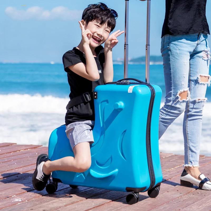 New Kids Riding Trojanl Luggage Hot Boys Girls Travel Trolley Alloy Children Sitting Rolling Luggage Suitcase Spinner Wheels | Fugo Best