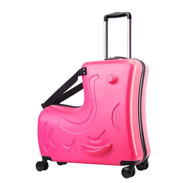 New Kids Riding Trojanl Luggage Hot Boys Girls Travel Trolley Alloy Children Sitting Rolling Luggage Suitcase Spinner Wheels | Fugo Best