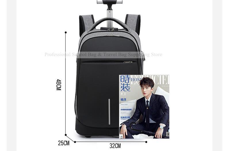 Rolling Luggage backpack 18 Inch School Trolley Bag wheeled backpack Bags with wheels Travel Trolley Bag for school teenagers | Fugo Best