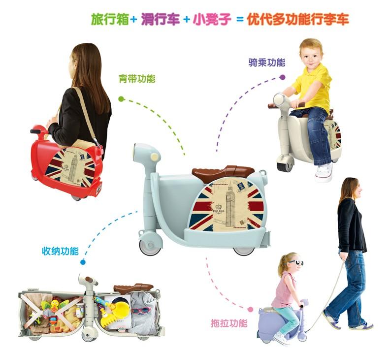 Children Travel luggage locker boy girl Can sit to ride car toy Accept 50KG baby Multifunction creative suitcase kids Drag box | Fugo Best