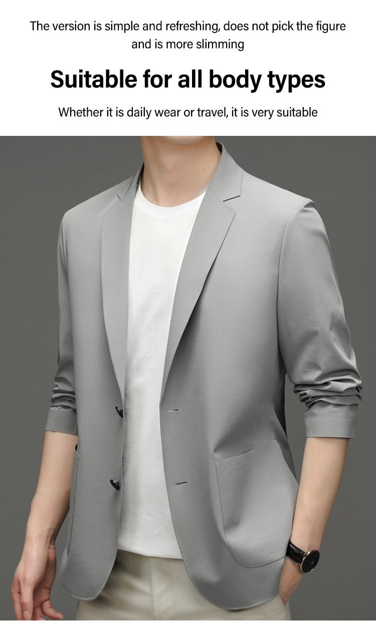 Anti-Wrinkle Ultra Thin Ice Silk Suit Jacket Summer men blazer Breathable Stretch Casual Suit 4XL Plus Size Lightweight blazers | Fugo Best