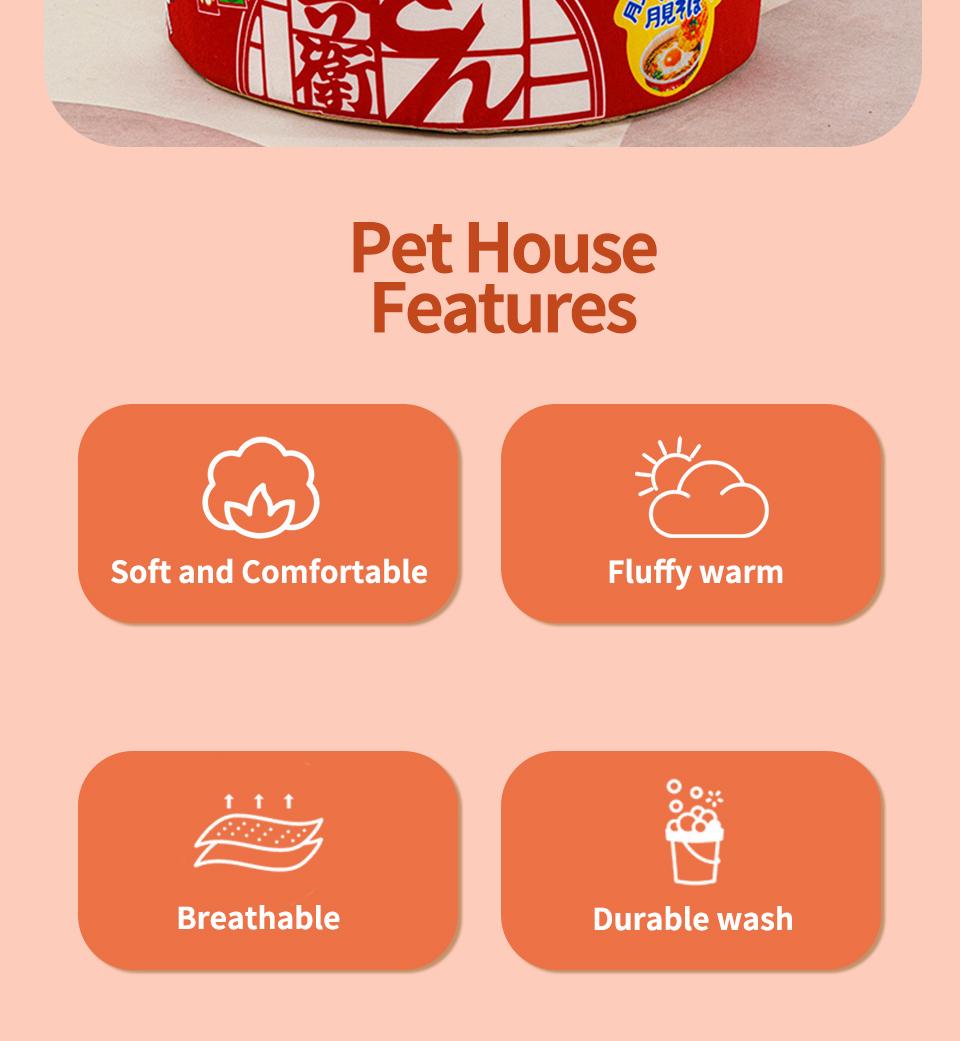 Pet Dog Cat House Kennel Super Large Instant Noodle Warm Dog Cat Nest Beds Cushion Udon Cup Noodle Pet Bed Cozy Nest | Fugo Best