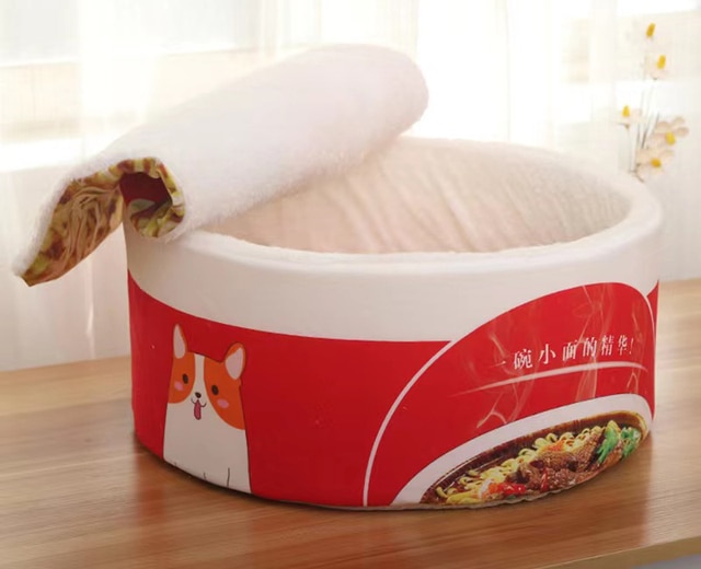 Pet Dog Cat House Kennel Super Large Instant Noodle Warm Dog Cat Nest Beds Cushion Udon Cup Noodle Pet Bed Cozy Nest | Fugo Best