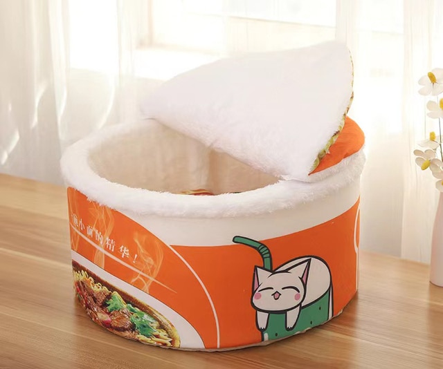 Pet Dog Cat House Kennel Super Large Instant Noodle Warm Dog Cat Nest Beds Cushion Udon Cup Noodle Pet Bed Cozy Nest | Fugo Best