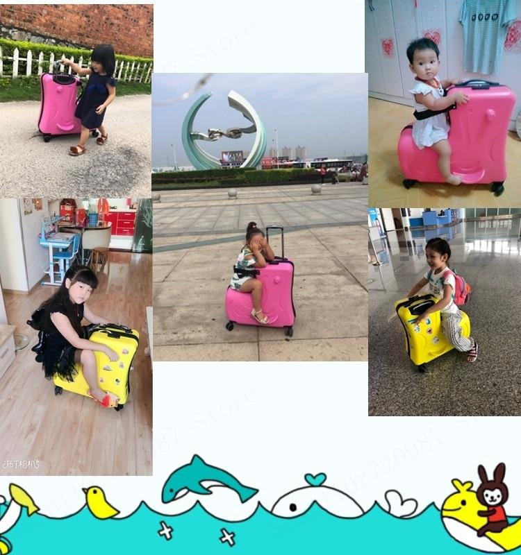 Cute Pony Cartoon Scooter Suitcase Can Sit and Ride Travel Suitcase on wheels 20 | Fugo Best