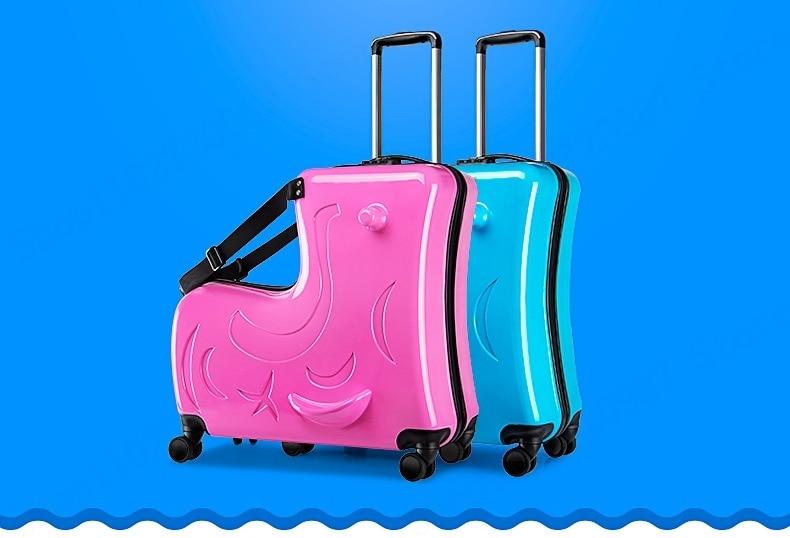 Cute Pony Cartoon Scooter Suitcase Can Sit and Ride Travel Suitcase on wheels 20 | Fugo Best