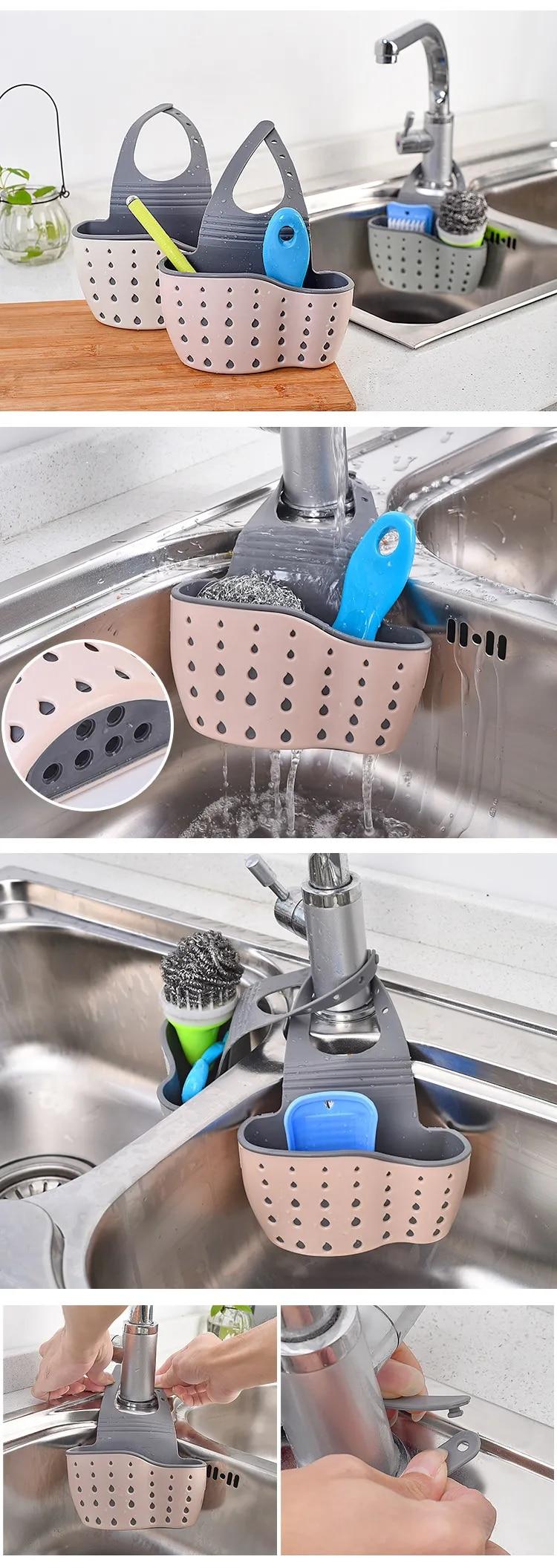 Kitchen Sink Holder Hanging Drain Basket Adjustable Soap Sponge Shelf Organizer Bathroom Faucet Holder Rack Kitchen Accessories | Fugo Best