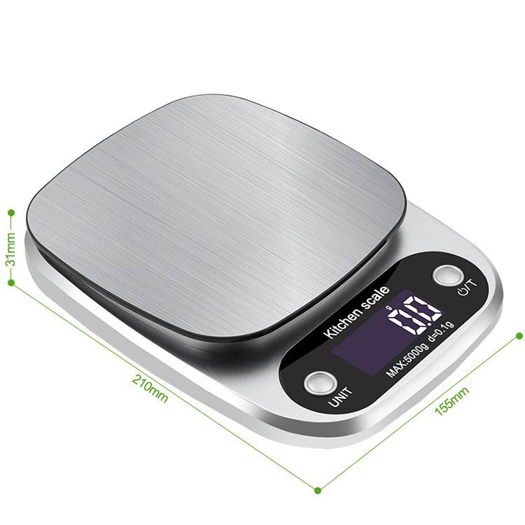 Household Kitchen Scale Electronic Food Scale Baking Scale Measuring Tool Stainless Steel Platform With Lcd Display 5kg/ 0.1g | Fugo Best