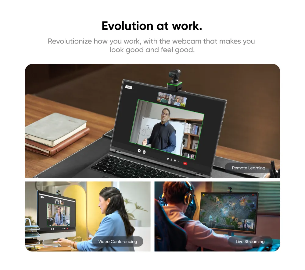 Insta360 Link 4K Webcam with Sensor, AI Tracking, Gesture Control, HDR, Noise Canceling Microphones, Specialized Modes | Fugo Best