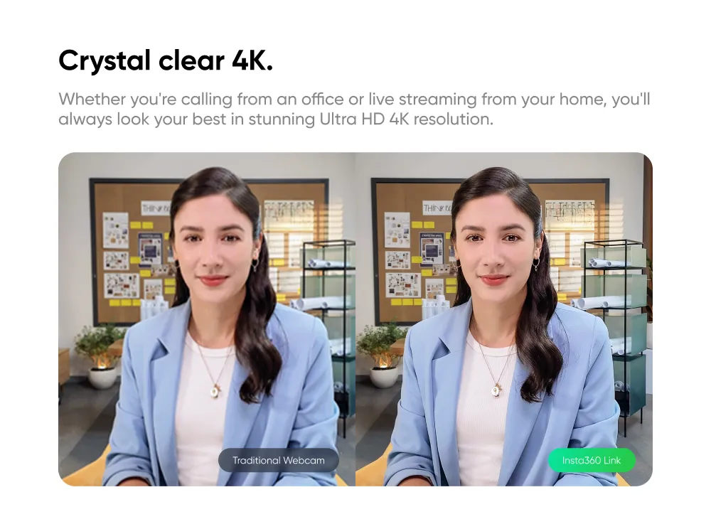 Insta360 Link 4K Webcam with Sensor, AI Tracking, Gesture Control, HDR, Noise Canceling Microphones, Specialized Modes | Fugo Best