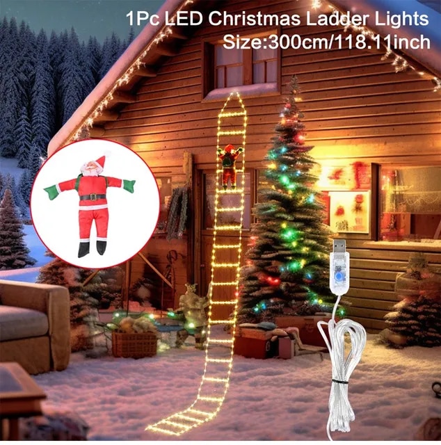 3M Santa Claus Climbing Ladder Light Christmas Decorations 2024 Waterproof Light for Indoor Outdoor Christmas Decor Navidad 2023 | Fugo Best