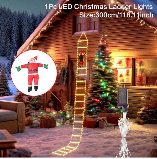 3M Santa Claus Climbing Ladder Light Christmas Decorations 2024 Waterproof Light for Indoor Outdoor Christmas Decor Navidad 2023 | Fugo Best