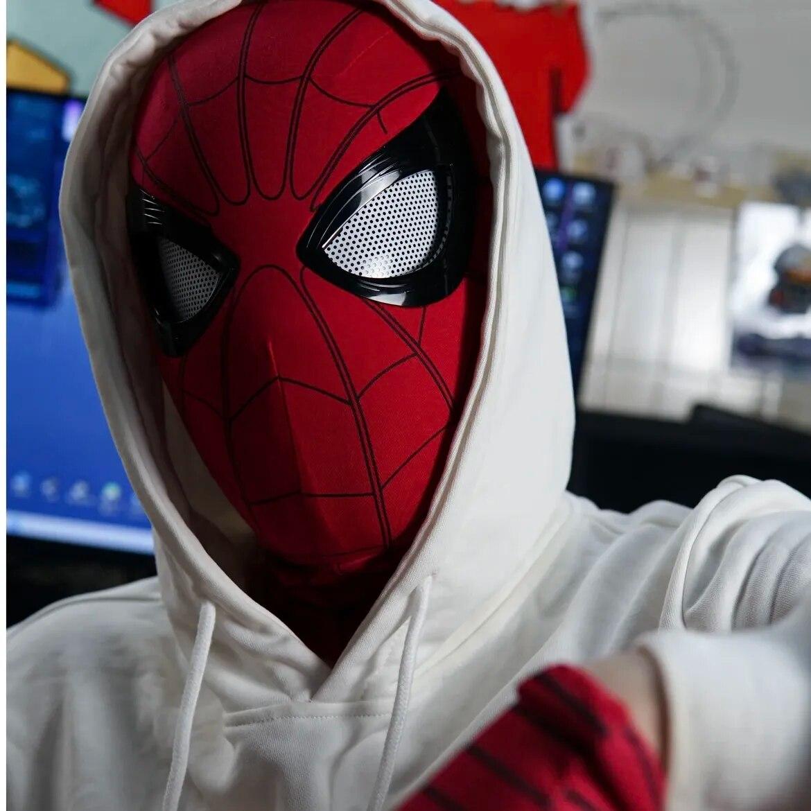 Spiderman Mask Eyes Movable Remote Control Spiderman Mask Peter Parker Halloween Cosplay Costume Mask Spandex Fabric Material | Fugo Best