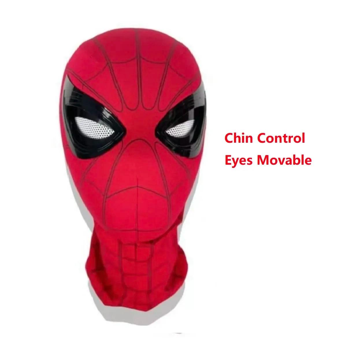 Spiderman Mask Eyes Movable Remote Control Spiderman Mask Peter Parker Halloween Cosplay Costume Mask Spandex Fabric Material | Fugo Best