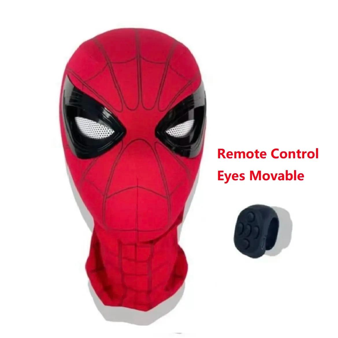 Spiderman Mask Eyes Movable Remote Control Spiderman Mask Peter Parker Halloween Cosplay Costume Mask Spandex Fabric Material | Fugo Best