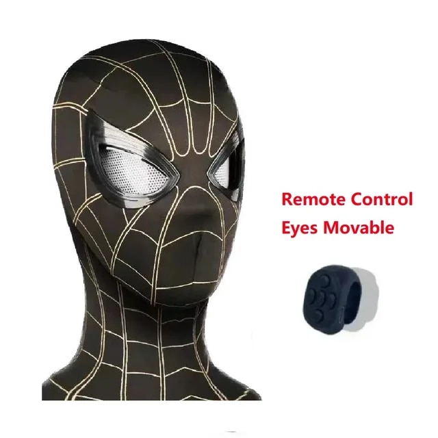 Spiderman Mask Eyes Movable Remote Control Spiderman Mask Peter Parker Halloween Cosplay Costume Mask Spandex Fabric Material | Fugo Best