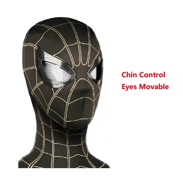 Spiderman Mask Eyes Movable Remote Control Spiderman Mask Peter Parker Halloween Cosplay Costume Mask Spandex Fabric Material | Fugo Best