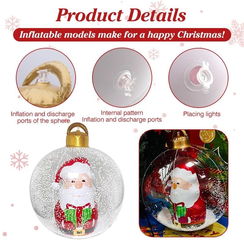 55cm Inflatable Christmas Ball With Light PVC Giant Large Balls For Outdoor Indoor Yard Garden Party Christmas Decoration Gift | Fugo Best