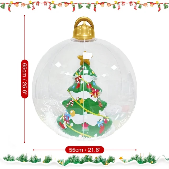 55cm Inflatable Christmas Ball With Light PVC Giant Large Balls For Outdoor Indoor Yard Garden Party Christmas Decoration Gift | Fugo Best