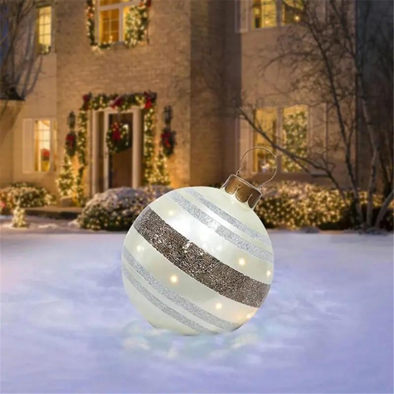 60cm Outdoor Christmas Inflatable Decorated Ball PVC Giant Big Large Balls Xmas Tree Decorations Toy Ball Without Light Ornament | Fugo Best