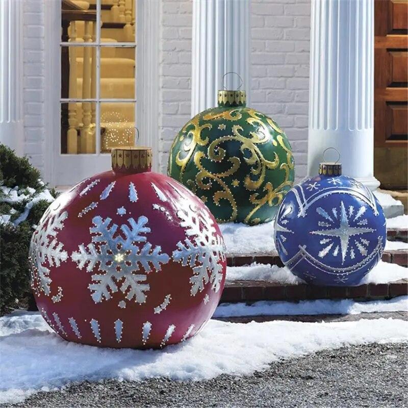 60cm Outdoor Christmas Inflatable Decorated Ball PVC Giant Big Large Balls Xmas Tree Decorations Toy Ball Without Light Ornament | Fugo Best