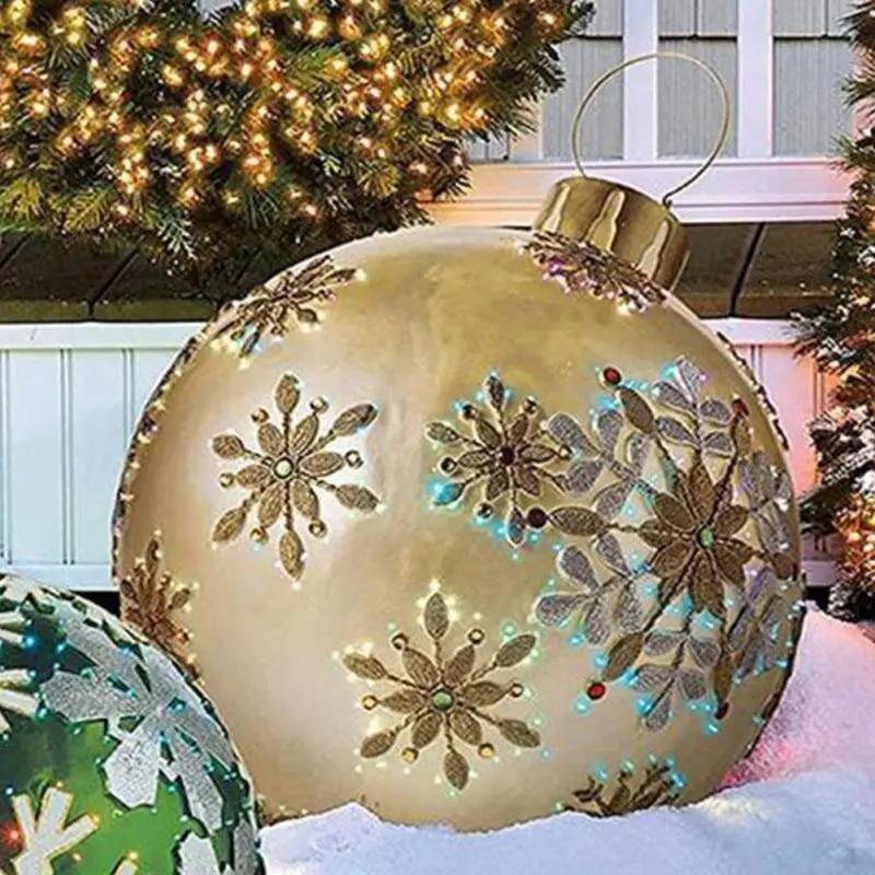 60cm Outdoor Christmas Inflatable Decorated Ball PVC Giant Big Large Balls Xmas Tree Decorations Toy Ball Without Light Ornament | Fugo Best