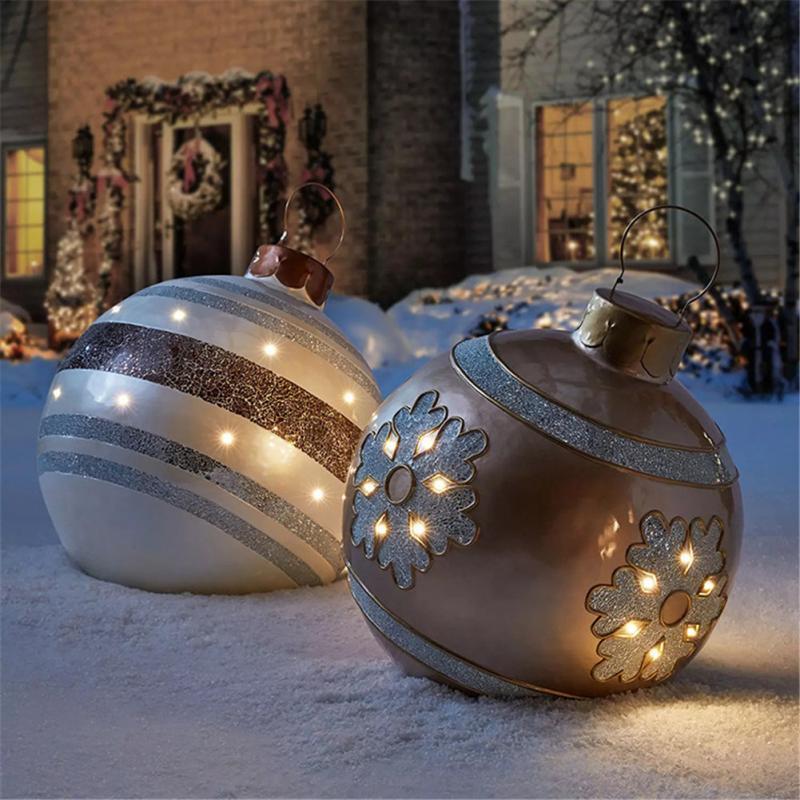 60cm Outdoor Christmas Inflatable Decorated Ball PVC Giant Big Large Balls Xmas Tree Decorations Toy Ball Without Light Ornament | Fugo Best