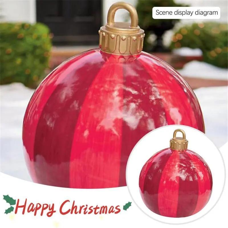 60cm Outdoor Christmas Inflatable Decorated Ball PVC Giant Big Large Balls Xmas Tree Decorations Toy Ball Without Light Ornament | Fugo Best