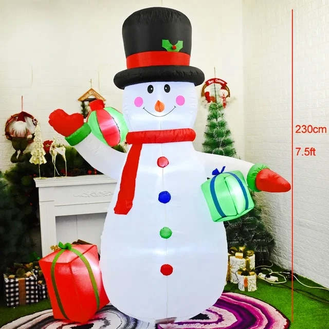 Large Size Chirstmas Inflatable Toys Santa Claus Sitting on Sofa with Bear Gifts Led Lights New Year Party Outdoor Decoration | Fugo Best