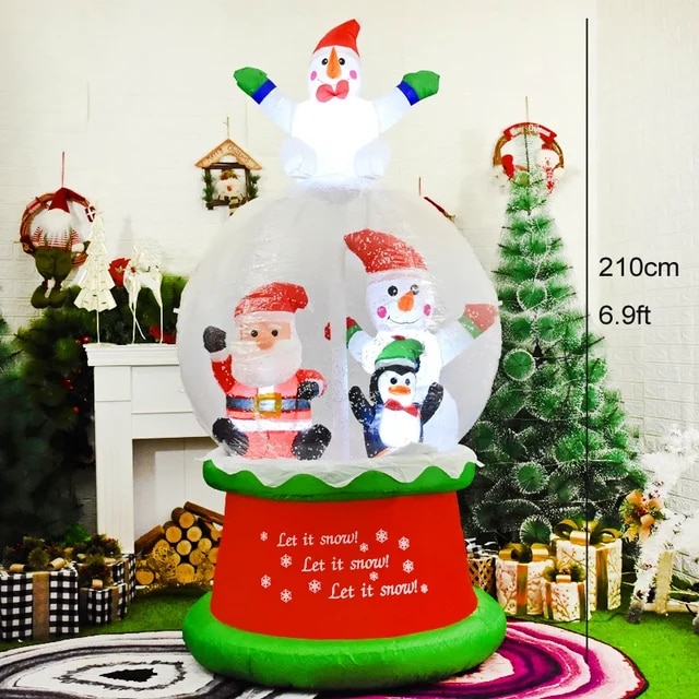 Large Size Chirstmas Inflatable Toys Santa Claus Sitting on Sofa with Bear Gifts Led Lights New Year Party Outdoor Decoration | Fugo Best