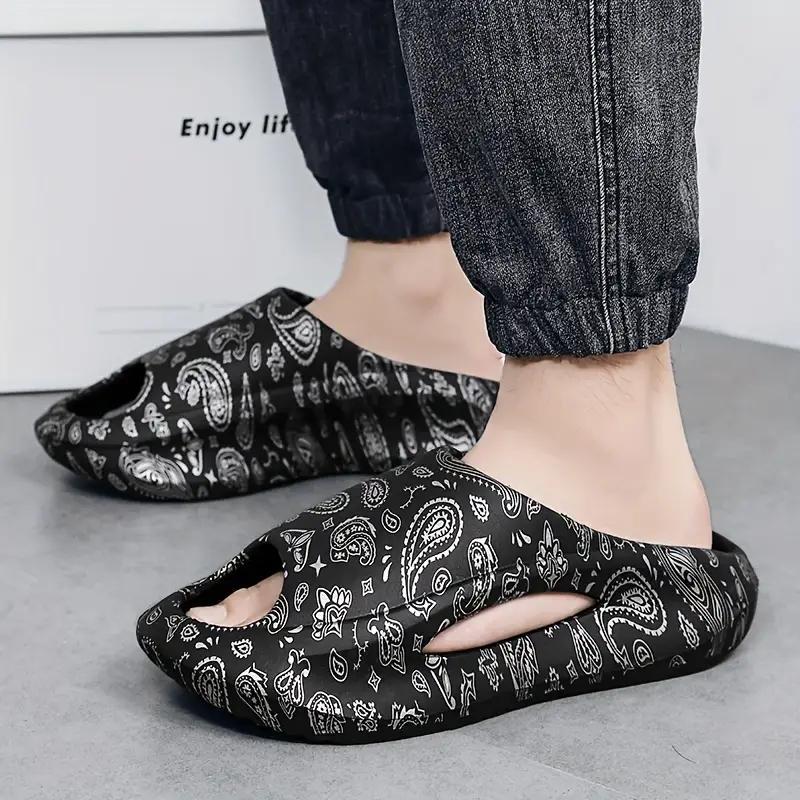 Mens Fashion Slides, Casual Non Slip Slippers, Open Toe Shoes For Indoor Outdoor Beach Shower, Spring And Summer | Fugo Best