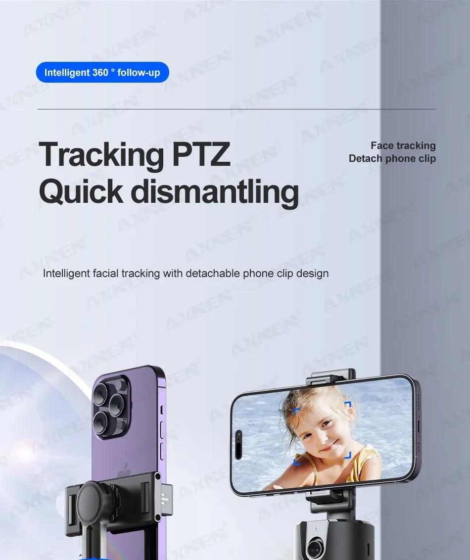 P02 360 Rotation Gimbal Stabilizer, Follow-up Selfie Desktop Face Tracking Gimbal for Tiktok Smartphone Live,with Remote Shutter | Fugo Best