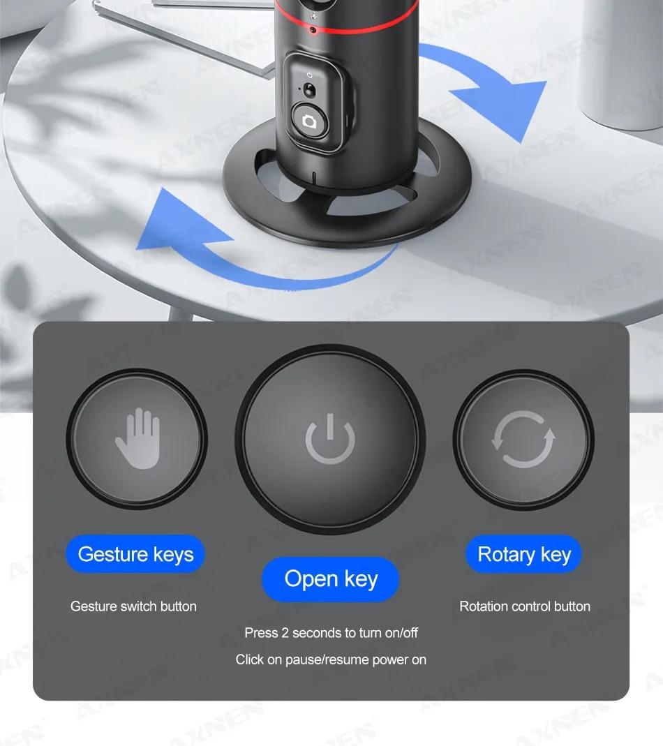 P02 360 Rotation Gimbal Stabilizer, Follow-up Selfie Desktop Face Tracking Gimbal for Tiktok Smartphone Live,with Remote Shutter | Fugo Best