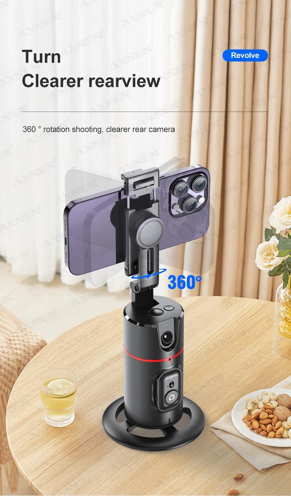 P02 360 Rotation Gimbal Stabilizer, Follow-up Selfie Desktop Face Tracking Gimbal for Tiktok Smartphone Live,with Remote Shutter | Fugo Best