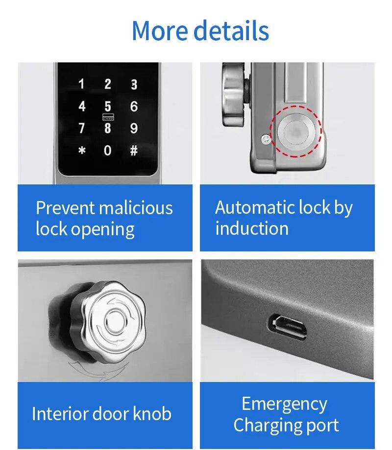 IP65 Waterproof Wifi Tuya App Fingerprint Smart Door Lock Outdoor Gate Password RFID Card Rim bolt Lock echanical Key with Alexa | Fugo Best