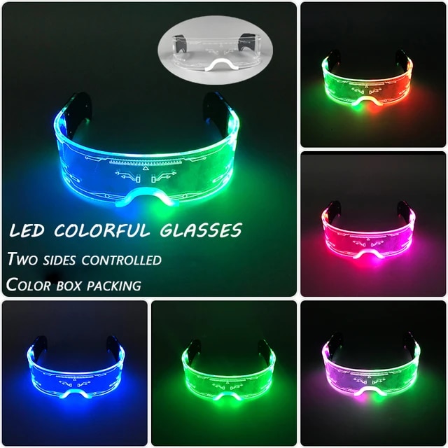 Fashion Luminous Decorative Glasses Neon Light Decoration LED Sunglasses For Nightclub DJ Dance Music Rave Costume Night | Fugo Best