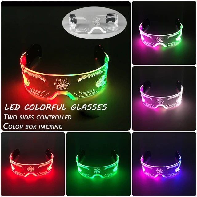 Fashion Luminous Decorative Glasses Neon Light Decoration LED Sunglasses For Nightclub DJ Dance Music Rave Costume Night | Fugo Best