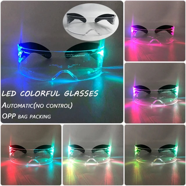 Fashion Luminous Decorative Glasses Neon Light Decoration LED Sunglasses For Nightclub DJ Dance Music Rave Costume Night | Fugo Best