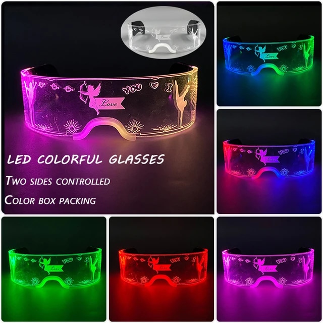 Fashion Luminous Decorative Glasses Neon Light Decoration LED Sunglasses For Nightclub DJ Dance Music Rave Costume Night | Fugo Best