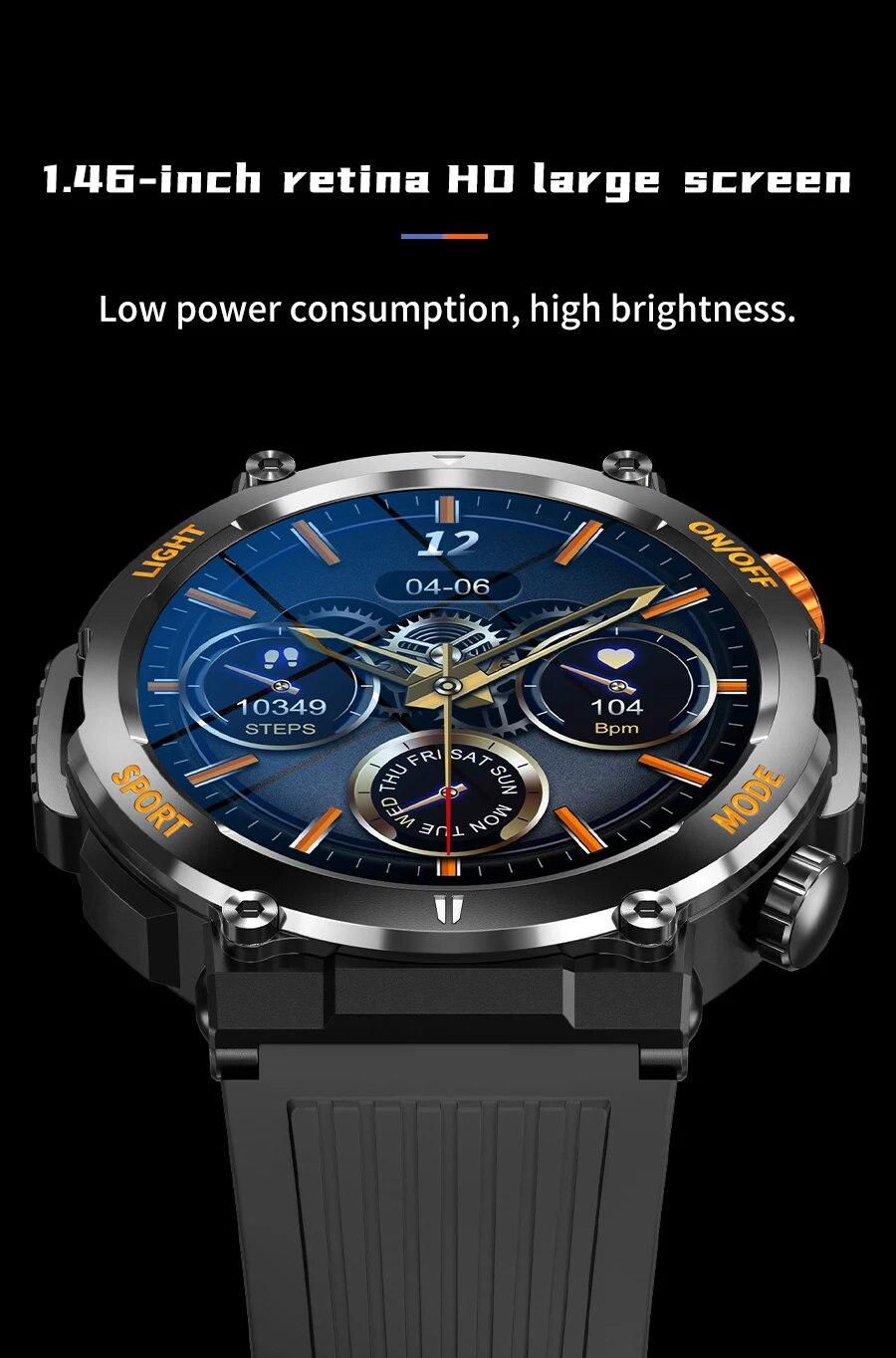 New Mens Smartwatch Compass Outdoor Sports Emergency Light IP67 Waterproof Bluetooth Call Full Touch Screen Smartwatch Men 2023 | Fugo Best