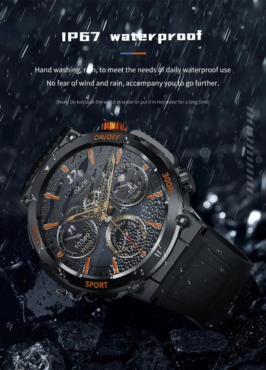 New Mens Smartwatch Compass Outdoor Sports Emergency Light IP67 Waterproof Bluetooth Call Full Touch Screen Smartwatch Men 2023 | Fugo Best