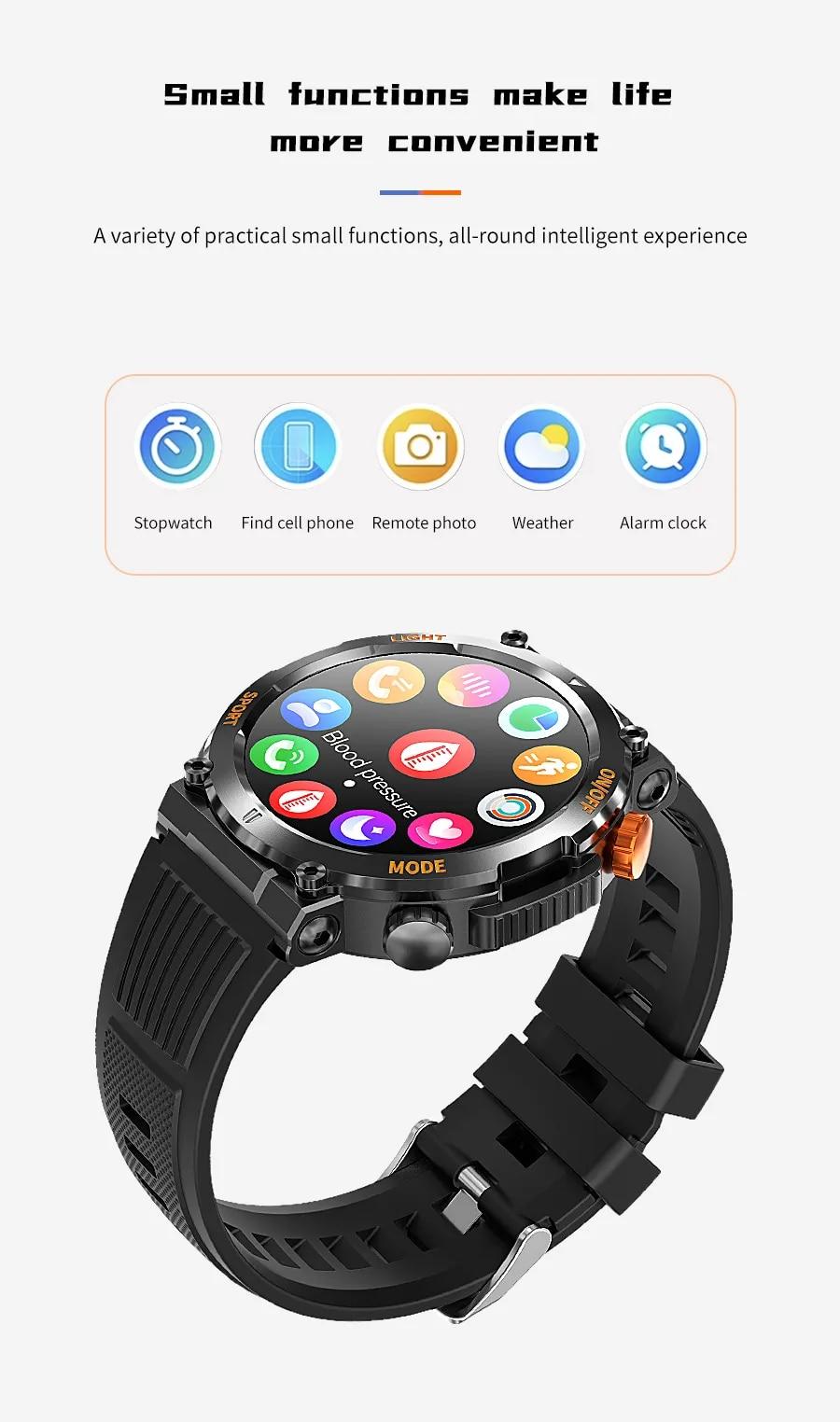 New Mens Smartwatch Compass Outdoor Sports Emergency Light IP67 Waterproof Bluetooth Call Full Touch Screen Smartwatch Men 2023 | Fugo Best