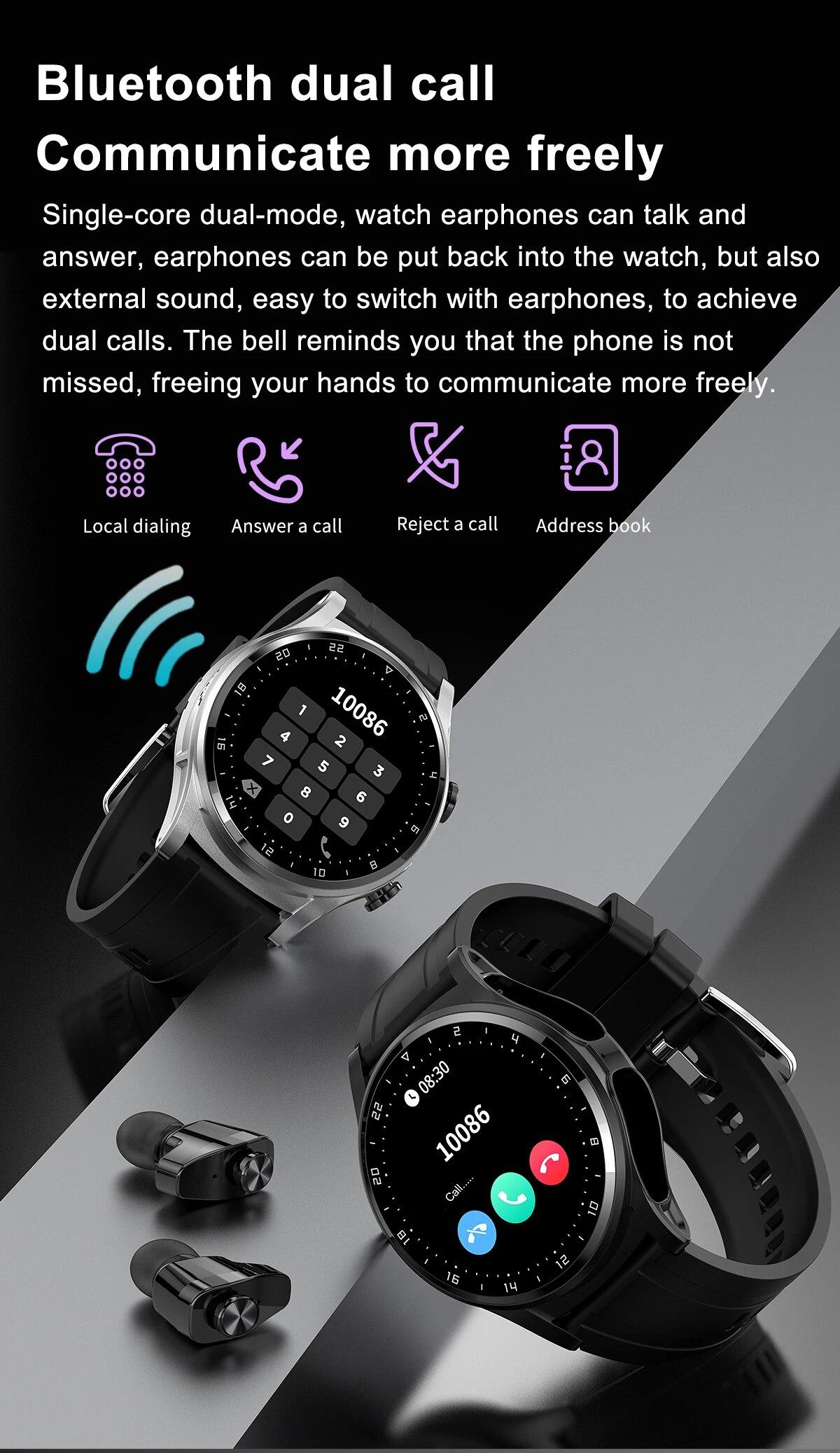 2023 New Smart Watch 2 in 1 With Bluetooth Headset 1.39 inch AMOLED BT Call NFC Smartwatch Men Music Sports Watches For Huawei | Fugo Best