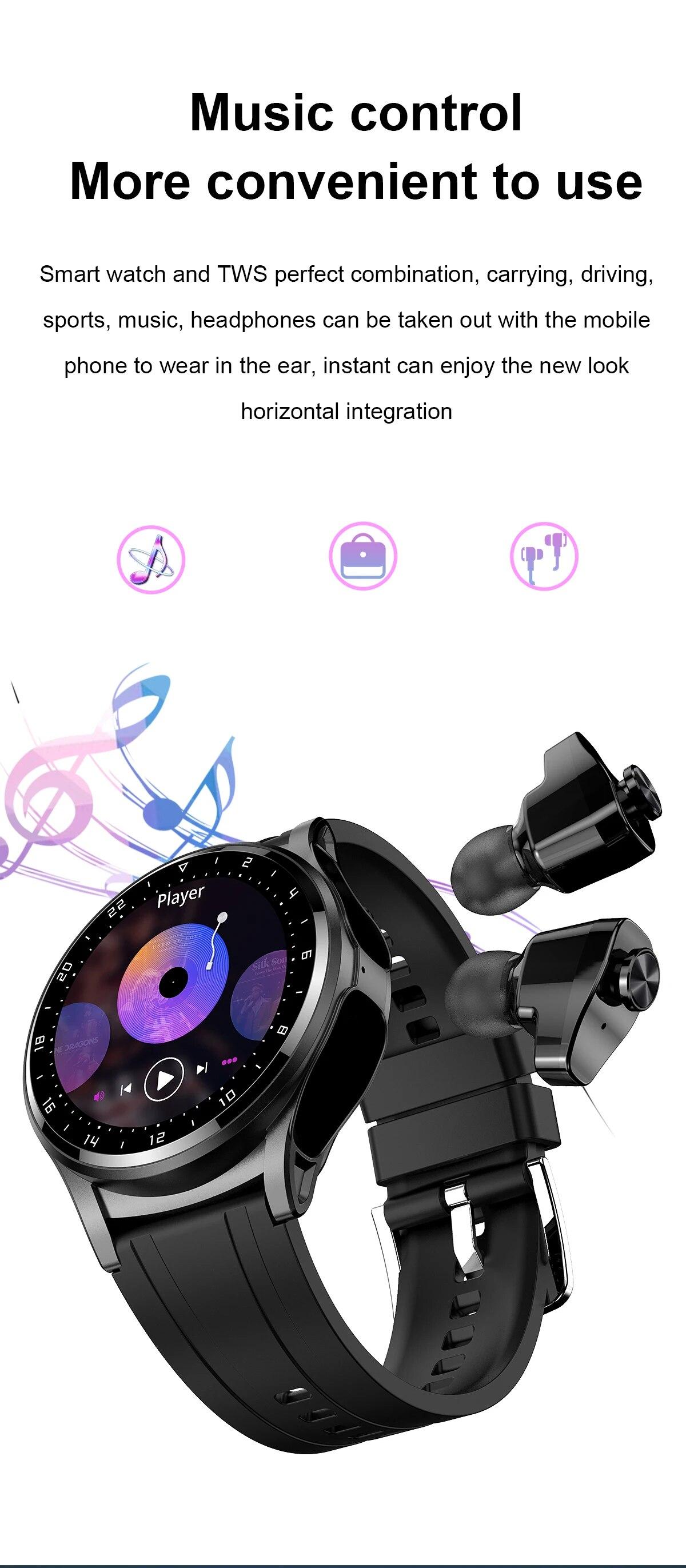 2023 New Smart Watch 2 in 1 With Bluetooth Headset 1.39 inch AMOLED BT Call NFC Smartwatch Men Music Sports Watches For Huawei | Fugo Best