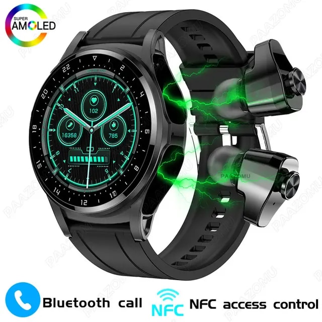 2023 New Smart Watch 2 in 1 With Bluetooth Headset 1.39 inch AMOLED BT Call NFC Smartwatch Men Music Sports Watches For Huawei | Fugo Best