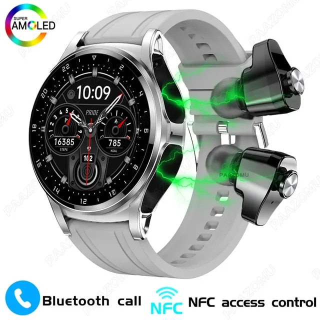 2023 New Smart Watch 2 in 1 With Bluetooth Headset 1.39 inch AMOLED BT Call NFC Smartwatch Men Music Sports Watches For Huawei | Fugo Best