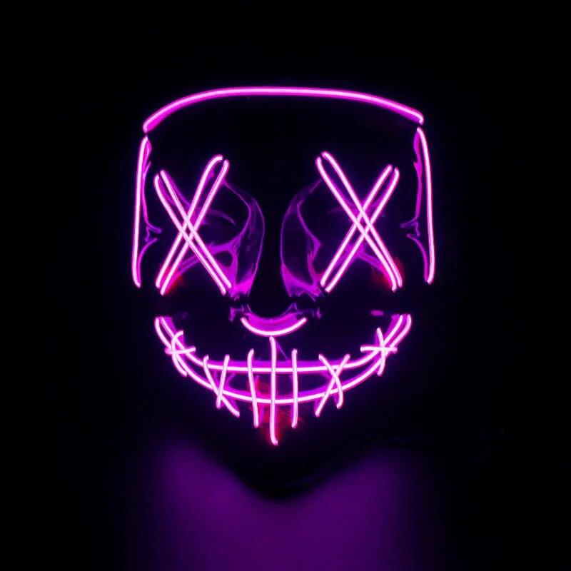 Masquerade Masque Skelet Halloween Party Masks Neon Maske Light Glow Night Horror Mask Glowing Masker Evil Ghost Mask Led Mask | Fugo Best