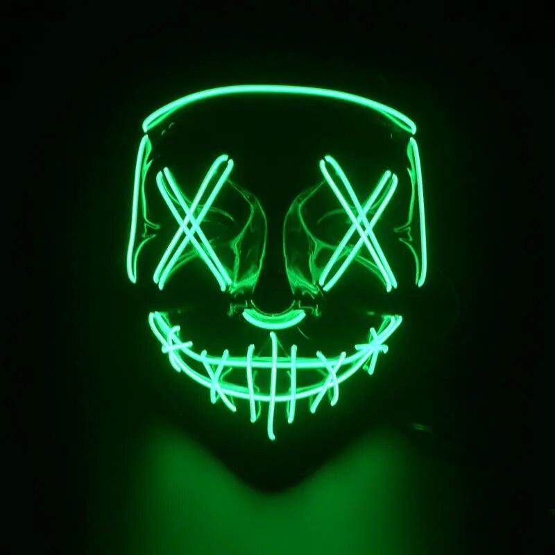 Masquerade Masque Skelet Halloween Party Masks Neon Maske Light Glow Night Horror Mask Glowing Masker Evil Ghost Mask Led Mask | Fugo Best