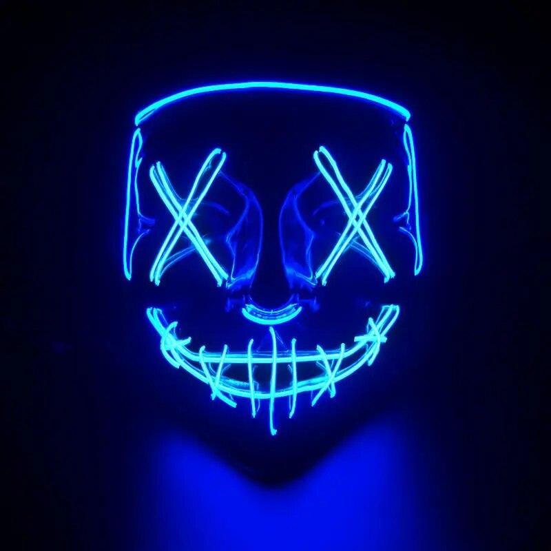 Masquerade Masque Skelet Halloween Party Masks Neon Maske Light Glow Night Horror Mask Glowing Masker Evil Ghost Mask Led Mask | Fugo Best